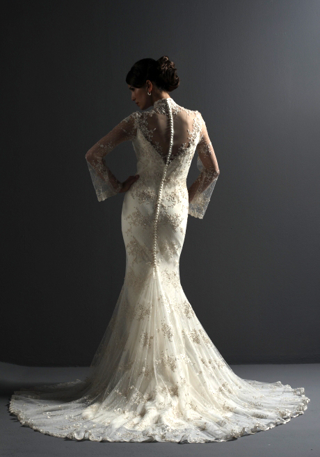 Orifashion HandmadeModest Lace Wedding Dress with Long Sleeves B